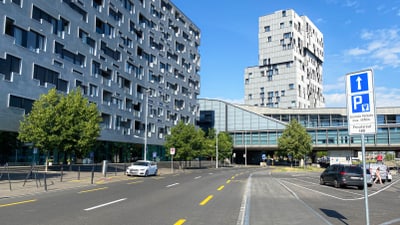 Südpark and Oppenheimer tower block in Gundeli.