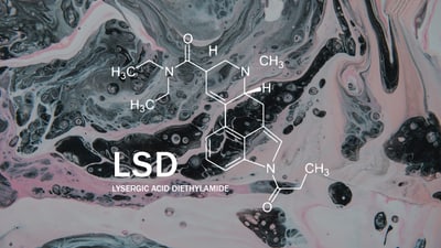 Abstrakte Malerei mit LSD-Strukturformel.