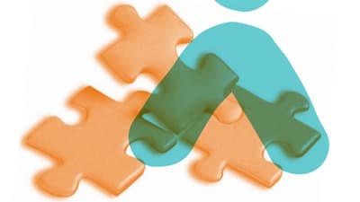 Einladung zu Veranstaltung über Beruf und Privatleben in der Baubranche mit Puzzleteilen.