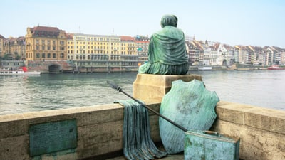 Helvetia sculpture by the Middle Bridge.