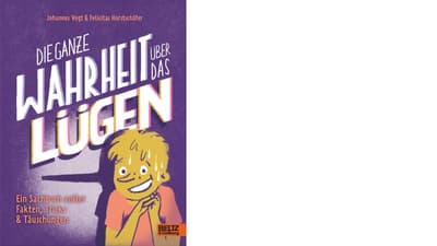 Buchumschlag mit illustriertem Kind und grossem Text.