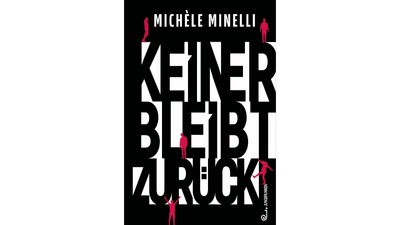 Buchcover von 'Keiner bleibt zurück' mit schwarzem Hintergrund und weissen Buchstaben, rote Silhouetten.