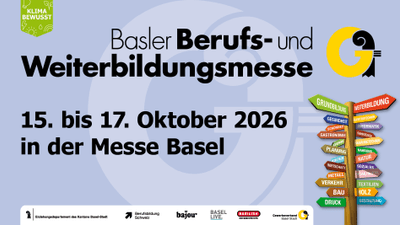 Werbung für eine Messe mit einem Richtungsschild.