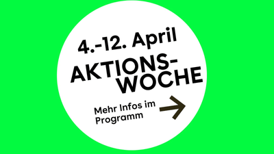 Grüner Hintergrund mit Aktionswoche-Text im Kreis.