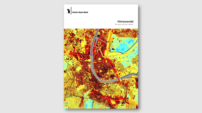 Klimawandel-Bericht mit Stadtkarte auf dem Titel.