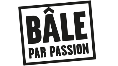 Schwarz-weisses Logo mit dem Text 'Bâle par passion'.