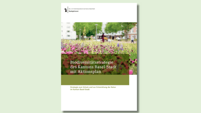 Cover der Biodiversitätsstrategie Basel-Stadt mit Aktionsplan.