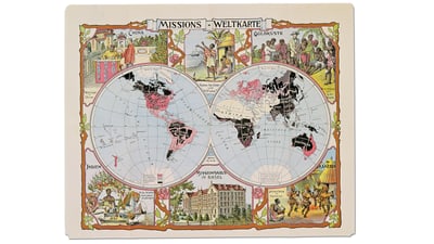 Mission world map of the Basel Mission.