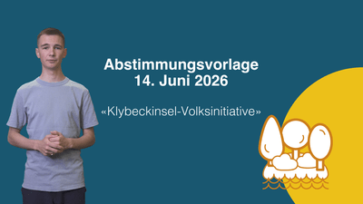 Screenshot aus dem Video mit dem Text: Abstimmungsvorlage 14. Juni 2026 "Klybeckinsel-Volksinitiative"