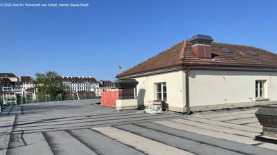 Umbau Utengasse 36, April 2024, Dach Nordostteil, Blick Richtung Süden zum Blauen Haus