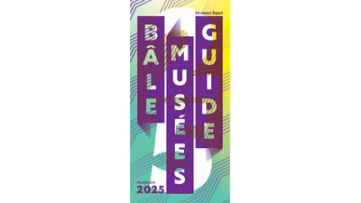 Grafisches Design mit Text 'Basel Museen Guide 2025'.