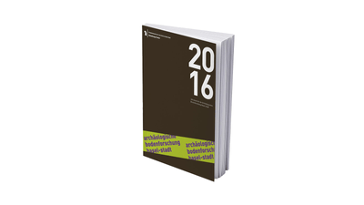 Buch mit dunklem Cover und Titel: "Jahresbericht der Archäologischen Bodenforschung Basel-Stadt 2016"