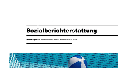 Cover der Sozialberichterstattung mit Strandball auf Netz.",