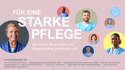 Werbung für Pfleginitiative mit verschiedenen Pflegekräften.