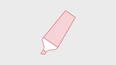 Rosa Umriss eines Textmarkers auf grauem Hintergrund.