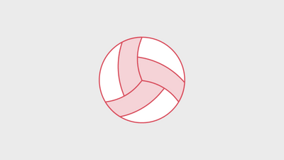 Ein stilisierter Volleyball in Rosa und Weiss.