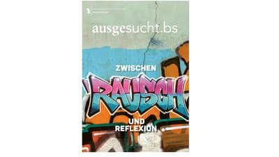 Graffiti auf Wand mit Text 'Zwischen Rausch und Reflexion'.