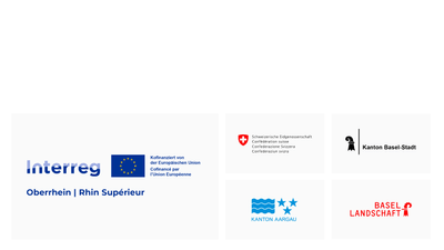 Logos von Interreg, Schweiz, Basel-Stadt, Aargau, Basel Landschaft.  