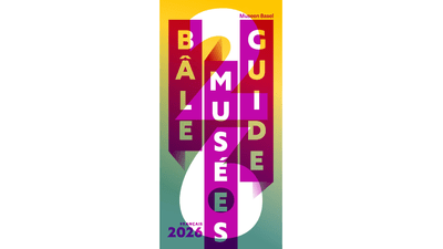 Grafische Gestaltung für Bâle Musées Guide 2026 mit leuchtenden Farben.