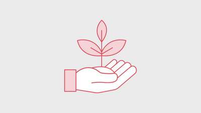 Hand hält Pflanze Symbol.