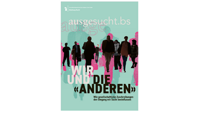 Plakat mit Silhouetten von Personen und Text auf grünem Hintergrund.