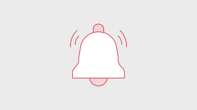 Rotes Glockensymbol auf grauem Hintergrund.