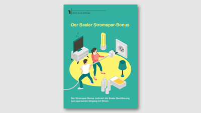 Basler Stromspar-Bonus Poster mit Illustration von Energiesparen.