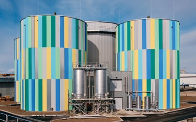 Fünf Faultürme der ARA Basel