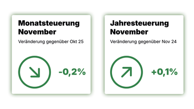 Monatsteuerung November -0,2%, Jahresteuerung November +0,1%.
