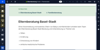 Screenshot der Elternberatung Basel-Stadt Website.