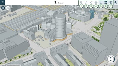 Werkzeuge in der Funktionsleiste in MapBS 3D.