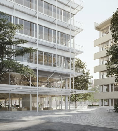 Visualisierung Laborbau_Blick von Maulbeerstrasse_© Karamuk Kuo Architekten