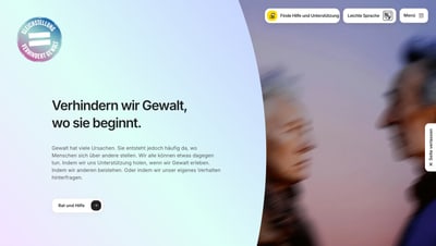 Bildschirmaufnahme der Startseite von ohne-gewalt.ch