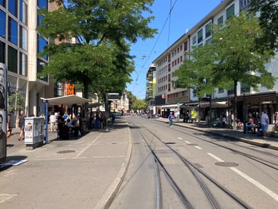 Bild heutige Haltestelle Claraplatz in der Unteren Rebgasse