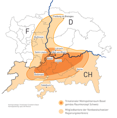 Karte des trinationalen Metropolitangebiets Basel