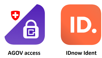 AGOV access und IDnow Ident Logos.