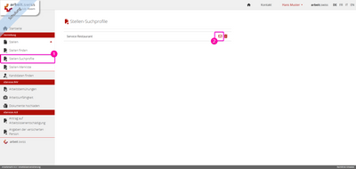 Benutzeroberfläche der Website arbeit.swiss mit hervorgehobener Suchleiste.