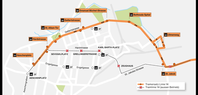 Infografik Tramersatz Linie 14