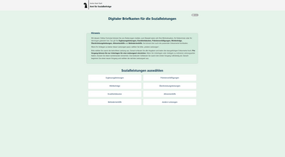 Webseite mit digitalem Briefkasten des Amts für Sozialbeiträge (ASB)