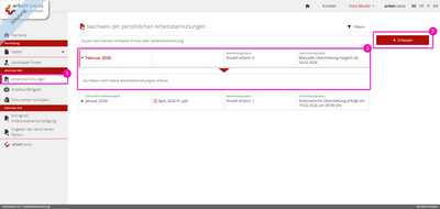 Online-Formular zur Arbeitsbestätigung mit markierten Feldern.