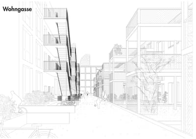 Visualisierung-Walkeweg-Wohngasse ©camponovo baumgartner architekten