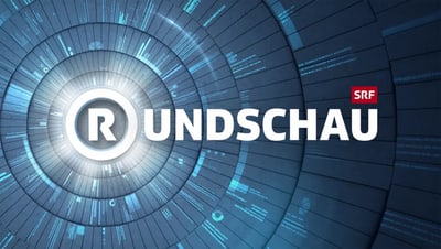 Logo der SRF-Sendung Rundschau mit digitalem Hintergrund.